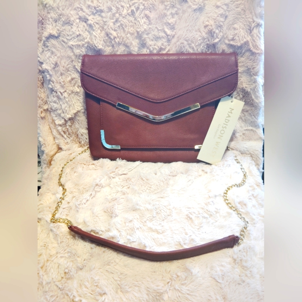NWT!! Madison West Brown, Large Envelope Crossbody Bag